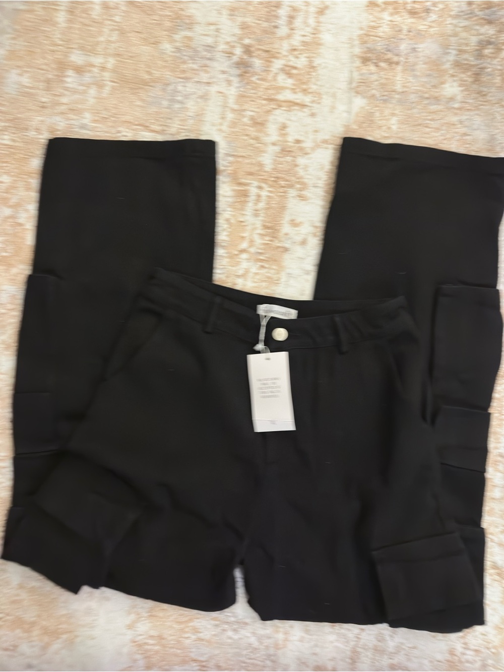 Romours Wide-Leg Black Cargo Pants with Utility Pockets - Picture 3 of 4